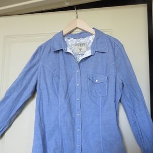 SOLD Guess Chambray Denim Long Sleeved Shirt EUC
